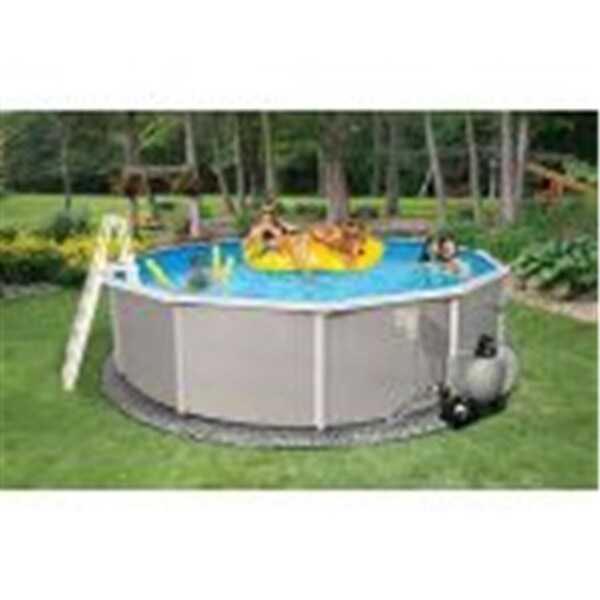 Olympian Athlete Swim Time Belize 18 Ft. Round 52 In. Deep 6 In. Top Rail Metal Wall Swimming Pool - Blue - 18 ft. OL3231887 - main
